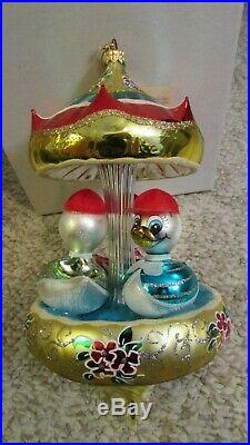 Vintage Laved Italian Ornament Duck CAROUSEL Glass Christmas Ornament F1119 #87