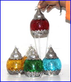 Vintage Look Heavy 5Pc Different Glass Kugel/Christmas Ornament Hanging 12944