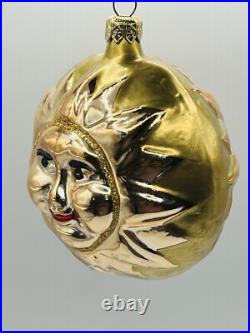 Vintage Lord & Taylor Blown Glass Double Sided Sun Christmas Ornament Lot Of 4