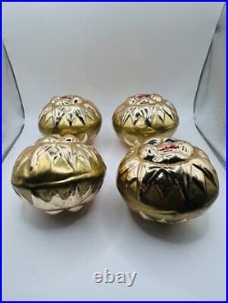 Vintage Lord & Taylor Blown Glass Double Sided Sun Christmas Ornament Lot Of 4