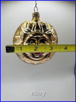 Vintage Lord & Taylor Blown Glass Double Sided Sun Christmas Ornament Lot Of 4