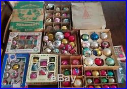 Vintage Lot 140 Poland Shiny Brite Christmas Tree Glass Ornaments Indents Mica