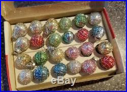 Vintage Lot 140 Poland Shiny Brite Christmas Tree Glass Ornaments Indents Mica