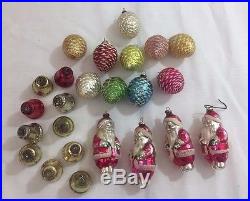 Vintage Lot 24 Christmas Ornaments Mercury Glass Santa Bell Pinecone RARE