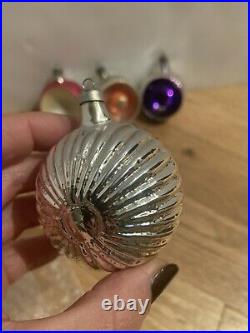 Vintage Lot 5 Diorama Mercury Glass Ornaments Japan Christmas Tree Deer MCM Bulb