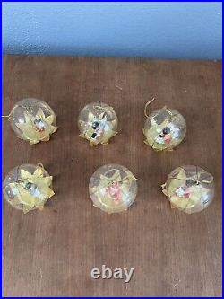 Vintage Lot 6 Clear Glass Diorama Balls Rocking Horse Christmas Ornament Germany