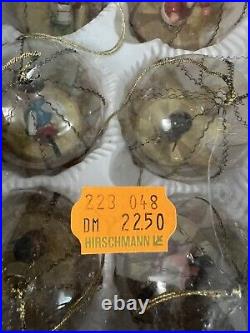 Vintage Lot 6 Clear Glass Diorama Balls Rocking Horse Christmas Ornament Germany