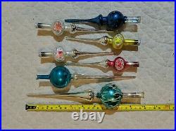 Vintage Lot 7 Mercury Glass Treetopper Christmas Ornament Indent Glitter Painted