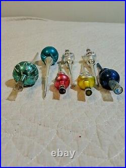 Vintage Lot 7 Mercury Glass Treetopper Christmas Ornament Indent Glitter Painted