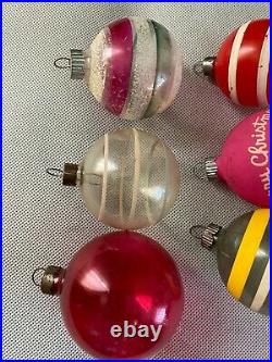 Vintage Lot Glass Christmas Ornaments Unsilvered WW2 Stripes Paper Cap READ