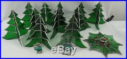 Vintage Lot of 14 Stained Glass Ornaments Angels Christmas Tree Candle Holder