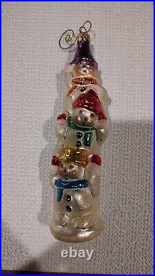 Vintage Lot of 3 Christopher Radko Glass Christmas Ornaments, 7 In Length