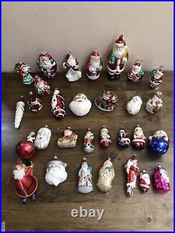 Vintage Lot of 30 Handblown Mercury Glass SantaClaus Assorted Christmas Ornament