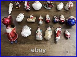 Vintage Lot of 30 Handblown Mercury Glass SantaClaus Assorted Christmas Ornament