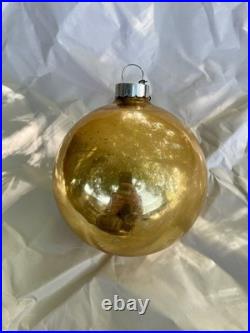 Vintage Made In USA Jumbo Shiny Brite Store Display Ornament Gold
