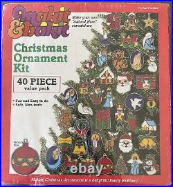 Vintage Makit & Bakit 40 Christmas Ornament Kit Stained Glass. New in Cellophane