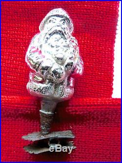 Vintage Mercury Glass Birds Christmas Decorations Clip Santa Claus 6 Piece
