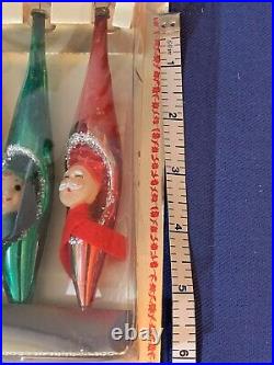 Vintage Mercury Glass Christmas Diorama Teardrop Mica Red Santa Ornament Japan