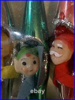 Vintage Mercury Glass Christmas Diorama Teardrop Mica Red Santa Ornament Japan