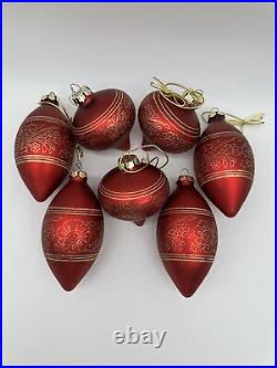 Vintage Mercury Glass Christmas Ornaments 7 Dark Red withGold Glitter
