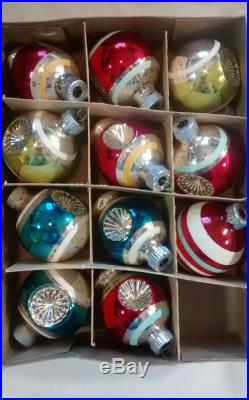 Vintage Mercury Glass Christmas Ornaments Lot Most Shiny Brite USA Made Indent