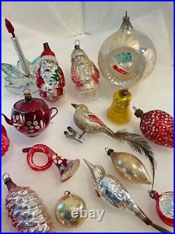 Vintage Mercury Glass Christmas Ornaments Lot of 21 Bell, Birds, Pinecone & More