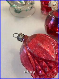 Vintage Mercury Glass Christmas Ornaments Lot of 21 Bell, Birds, Pinecone & More