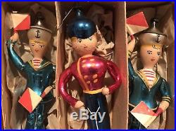 Vintage Mercury Glass Christmas Ornaments Sailors & Drummer 9 Ornaments Rare
