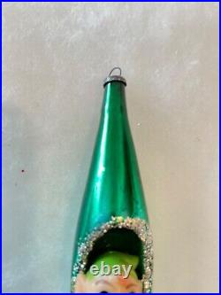 Vintage Mercury Glass Diorama Tear Drop Christmas Ornament Pixie Japan Made