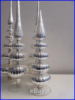 Vintage Mercury Glass Table Finial Christmas Ornaments Obelisk Spire X4 Nice Lot