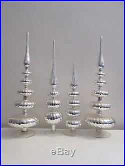 Vintage Mercury Glass Table Finial Christmas Ornaments Obelisk Spire X4 Nice Lot