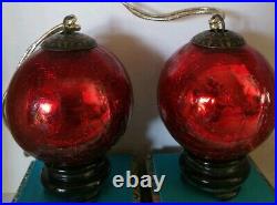 Vintage Mercury heavy Crackle Glass Kugel Red Christmas Ornament 3