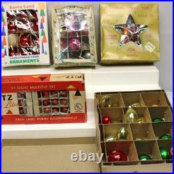 Vintage Mid-Century Christmas Ornaments and Lights Lot