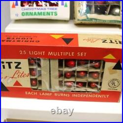 Vintage Mid-Century Christmas Ornaments and Lights Lot