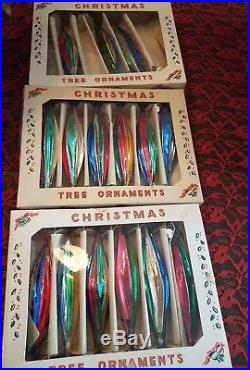 Vintage Mid Century Mica Glass Mercury Teardrop Christmas Tree Ornaments Poland