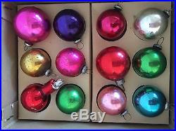 Vintage Mini Glass Christmas Ornaments Feather Light With Hangers Bells Japan