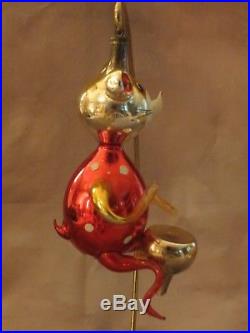 Vintage Mouse Drummer Mercury Blown Glass Italian Christmas Ornament