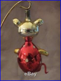 Vintage Mouse Drummer Mercury Blown Glass Italian Christmas Ornament