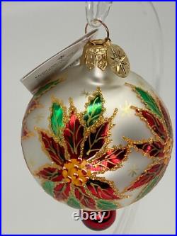 Vintage NEW Christopher RADKO 2000 PETITE WINTER STAR BLOSSOM Glass Ornament