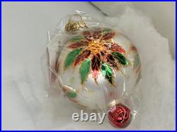 Vintage NEW Christopher RADKO 2000 PETITE WINTER STAR BLOSSOM Glass Ornament
