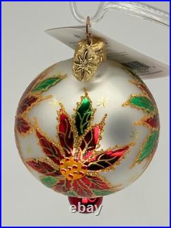 Vintage NEW Christopher RADKO 2000 PETITE WINTER STAR BLOSSOM Glass Ornament