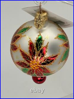 Vintage NEW Christopher RADKO 2000 PETITE WINTER STAR BLOSSOM Glass Ornament