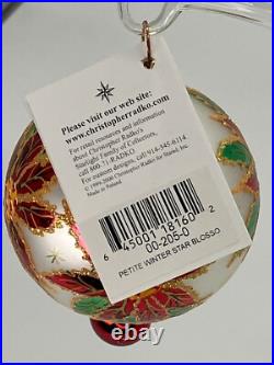 Vintage NEW Christopher RADKO 2000 PETITE WINTER STAR BLOSSOM Glass Ornament