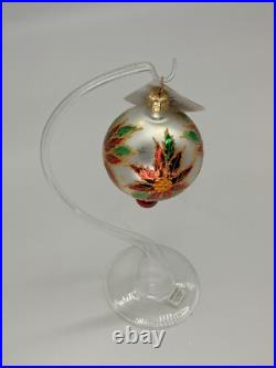 Vintage NEW Christopher RADKO 2000 PETITE WINTER STAR BLOSSOM Glass Ornament