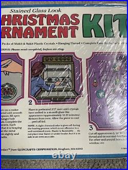 Vintage NOS Makit & Bakit 28 Piece Stained Glass Christmas Ornament Kit 2528