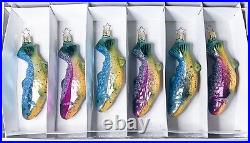 Vintage OLD WORLD Fish Trout Glass Christmas Ornament Lot of 6