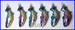 Vintage OLD WORLD Fish Trout Glass Christmas Ornament Lot of 6