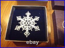 Vintage OPELLE Corning Glass White SNOWFLAKE Filigree Christmas Ornament SET