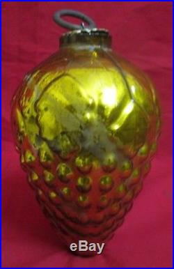 Vintage Old Golden Mercury Glass Grape Cluster Kugel Christmas Ornament