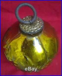 Vintage Old Golden Mercury Glass Grape Cluster Kugel Christmas Ornament